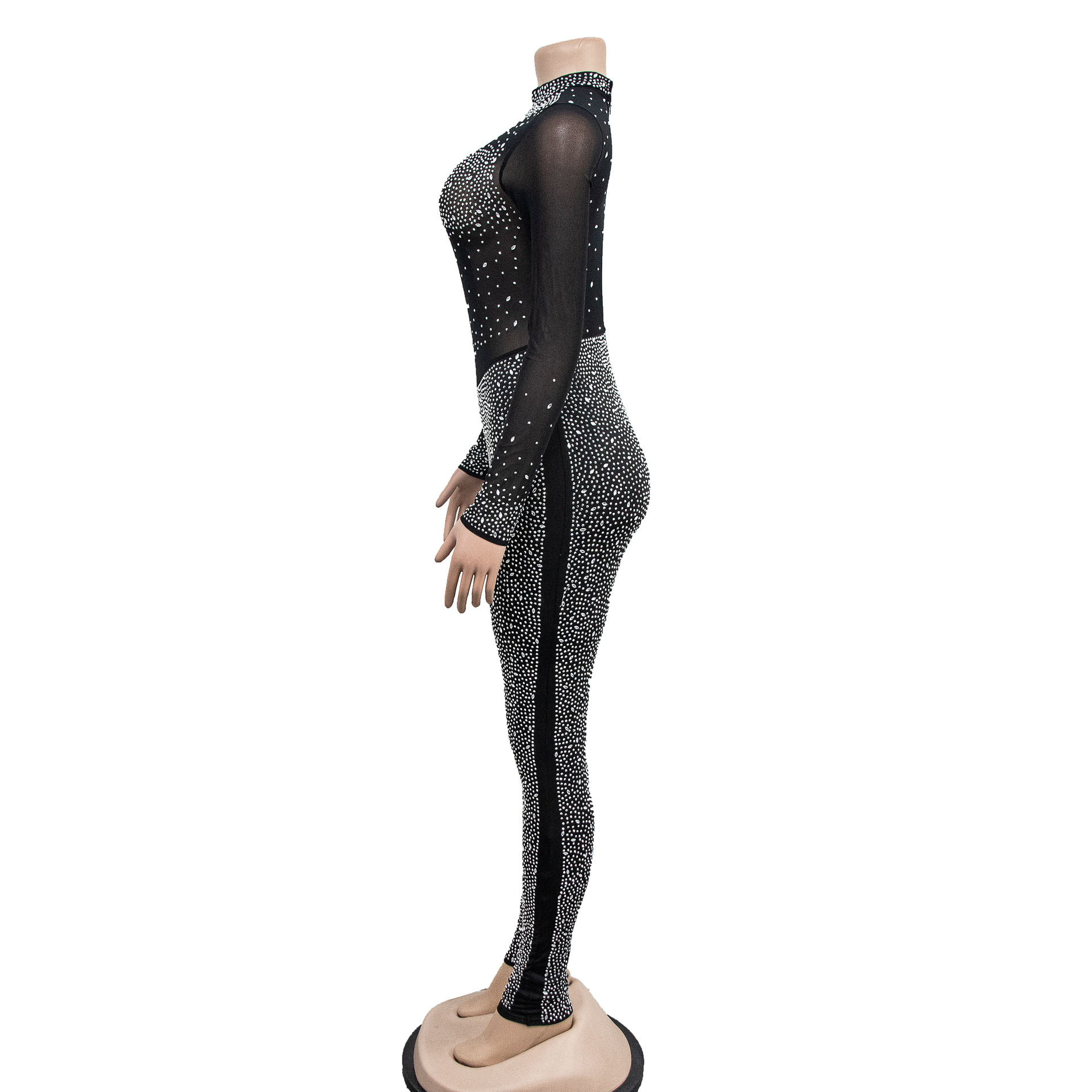315g Weight Long Sleeve Sleeve Length Ankle-Length Pants Length Spandex, Polyester Fabric Type Mid Waist Waist Line Jumpsuits Pants Type Stretchy Elasticity Bodysuits Tops Type Party, Cocktail Party Occasion Skinny Fit Type Solid Color Pattern Spring, Autumn Season Women's Gender Diamond Design Hip-Hop Style Women's Party Cocktail Party Bodysuits Hip-Hop Solid Color Ankle-Length Diamond Jumpsuits 23