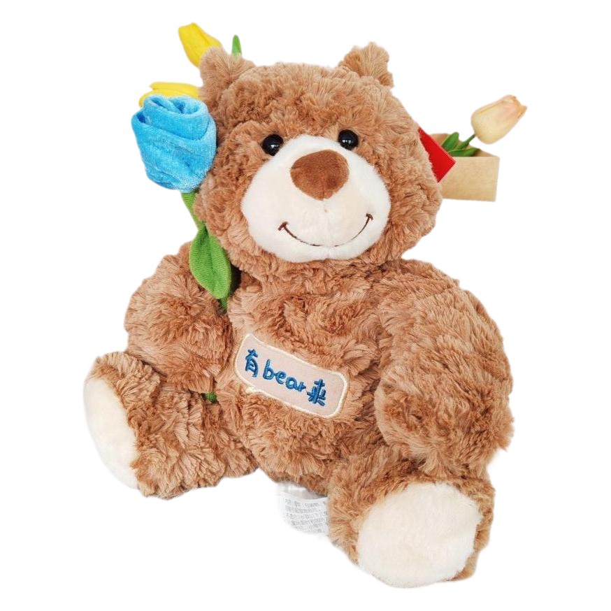 Caja de regalo, muñeca de oso con sombrero, muñeca de oso de peluche, juguetes de peluche, flores, regalos de cumpleaños para chicas, transfronterizos