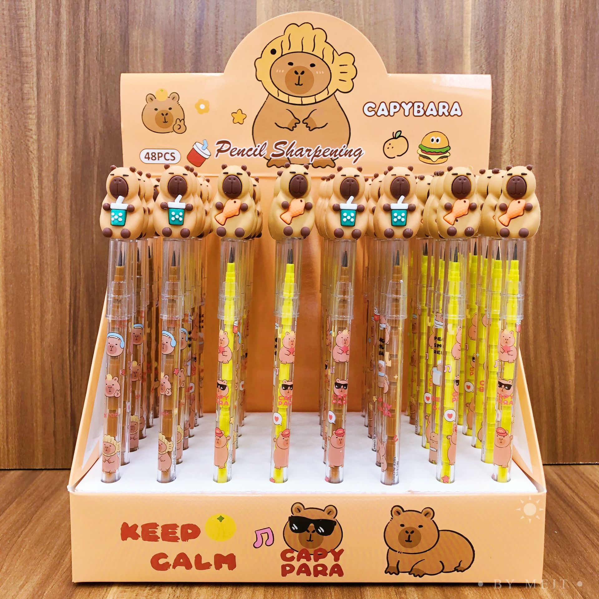 Kapibalah Bullet Pencil New Cartoon Free Egg Pencil Una caja de 48 lápices