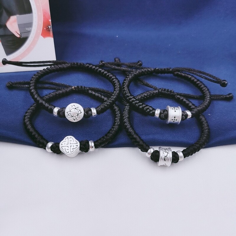 Sterling Silver Bracelet Men's Korean-style Trendy Simple Braided Rope ins Niche Design Students' Personality Simple and Generous Bracelet