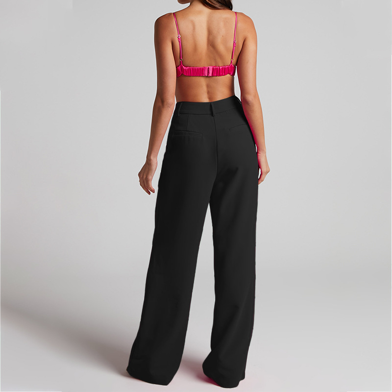 Women's Clothing 2024 Spring New Women's Fashion Temperament Lapel Long Sleeve High Waist Trousers Two piece Set_voghion.com