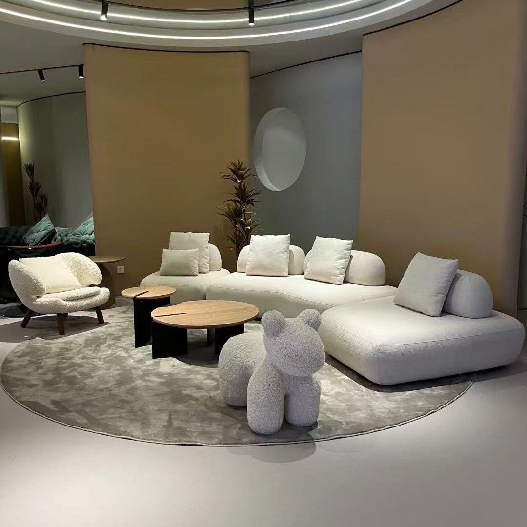 Sofá de tela minimalista italiano, sofá de viento tranquilo, sala de estar de gran tamaño diseñador de bloques de tofu combinados con módulo de isla