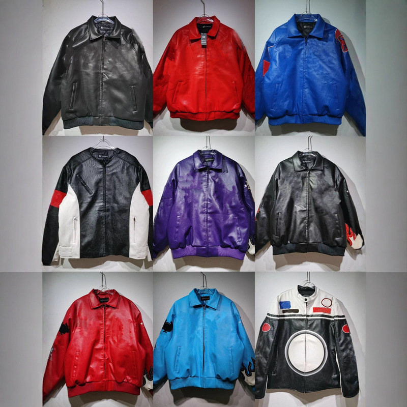 Cross-Border American Fashion Original Design and Processing American Loose-Fitting Leather Motorcycle Clothing Heavy Embroidery Trendy for Men and Women