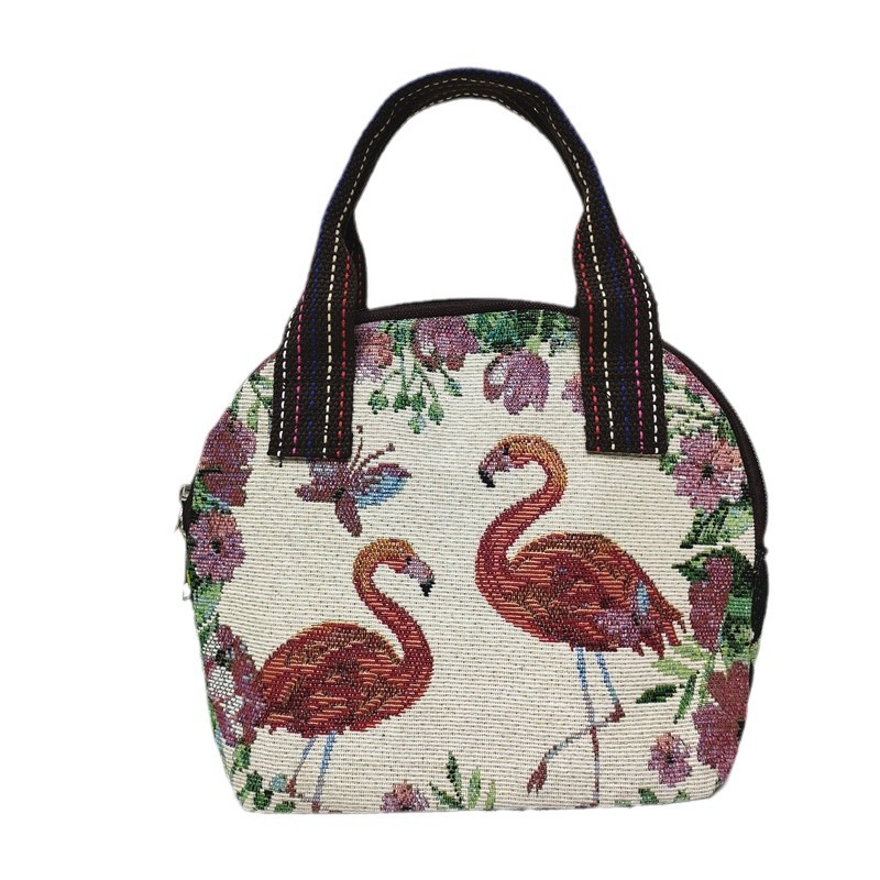 2024 nuevo color de doble cara de dibujos animados de punto bolsa de lona textura de comercio exterior mamá bolsa de compras monedero móvil