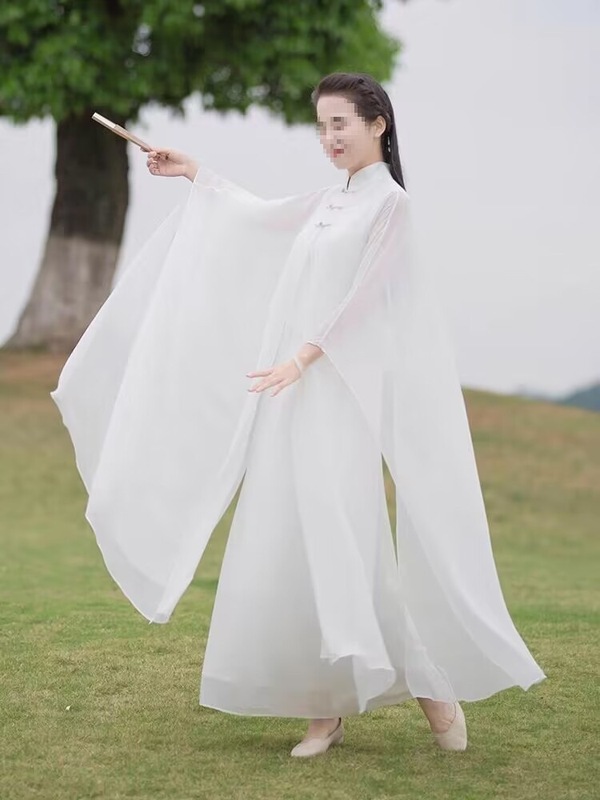 文学レトロ茶服女性の妖精禅ダンス服白ヨガヒーリング服瞑想瞑想服禅瞑想服|undefined