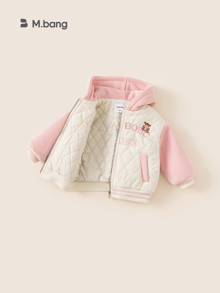 Youbao ropa para niños abrigo con capucha de invierno para niñas estilo occidental rosa bebé más chaqueta gruesa de terciopelo ropa de otoño e invierno para niños