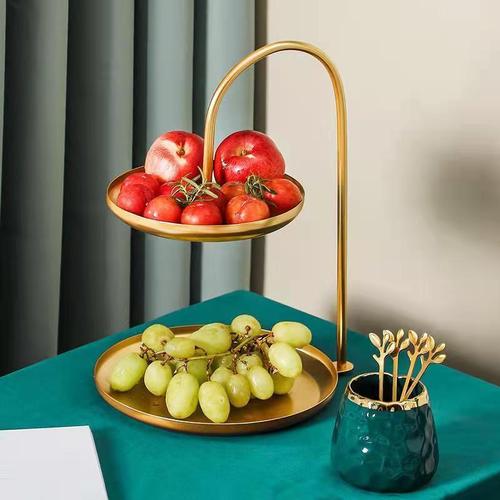 Nordic light luxury style fruit tray double-layer candy tray commercial front desk creative internet celebrity home living room snack fruit tray