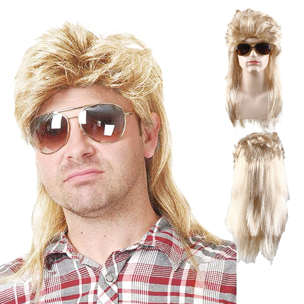 Black Fish Wig for Men 70s 80s Halloween Costume Punk Rock Wig Disco Wig