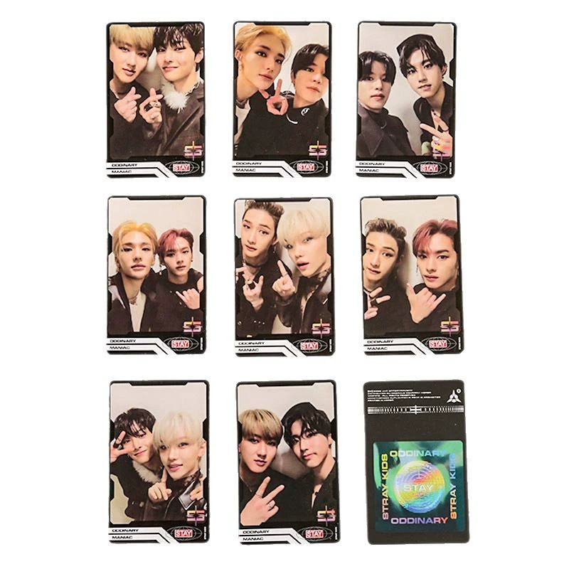 Пара двойных фотокарточек (Stray Kids) — 8 шт., цветные фотокарточки, 5,4 × 8,6 см