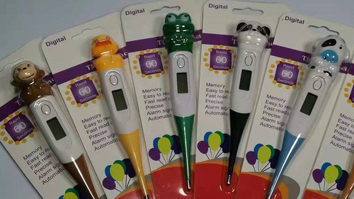 Children's cartoon animal head soft tip electronic thermometer Fahrenheit Celsius digital pet pig dog