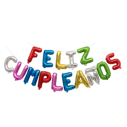 10 colors!  16-inch FELIZ CUMPLEANOS aluminum foil letter balloon Spanish birthday balloon set