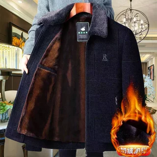冬装爸爸新款外套男士高档雪尼尔夹克休闲冬季中年中老年衣服上衣