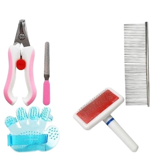 Dog pet bath set Teddy comb steel comb flea comb cat hair removal comb straight comb nail clipper