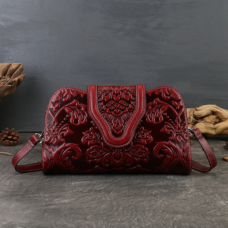 2025 New Retro Embossed Evening Clutch Bag Luxury Genuine Leather Handbag For Evening Gowns And Cheongsam Banquet Underarm Bag