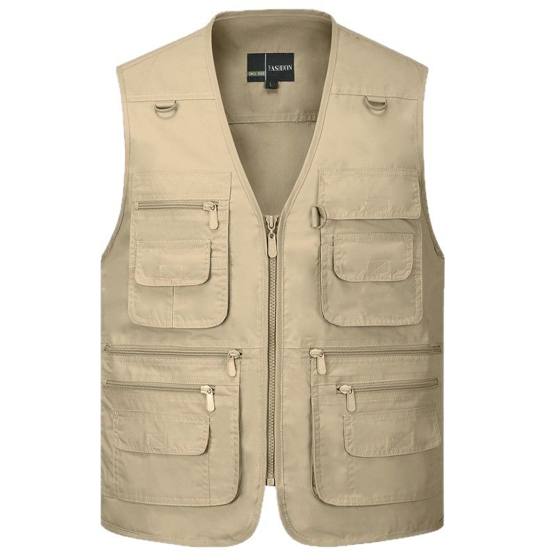 Cajá de verano delgado gran tamaño al aire libre multibolsillo chaleco de cámara reportero de pesca chaleco de herramientas de herramientas de caballo clip