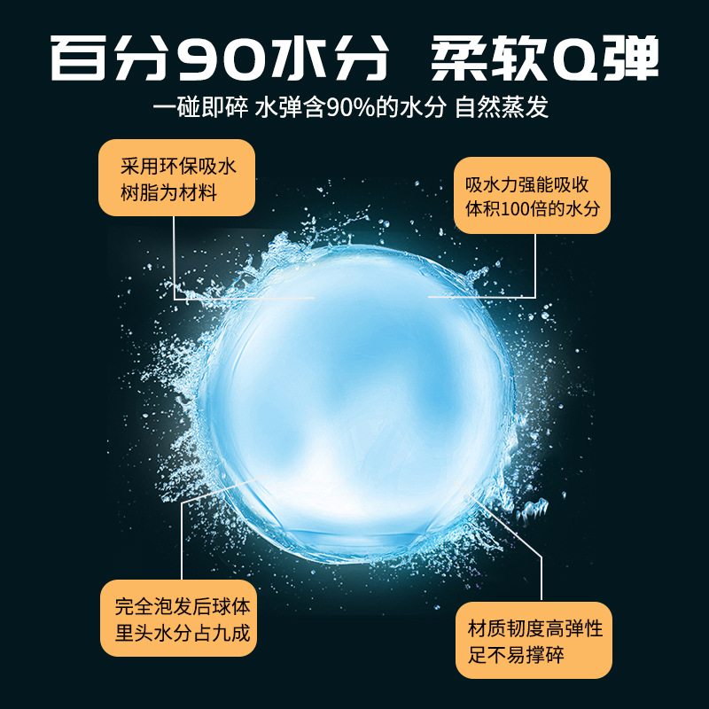 Pinball absorbente de agua de cristal transfronterizo 7-8 juguetes originales para niños endurecidos agua bebé esmerilado bala luminosa huevo de remojo