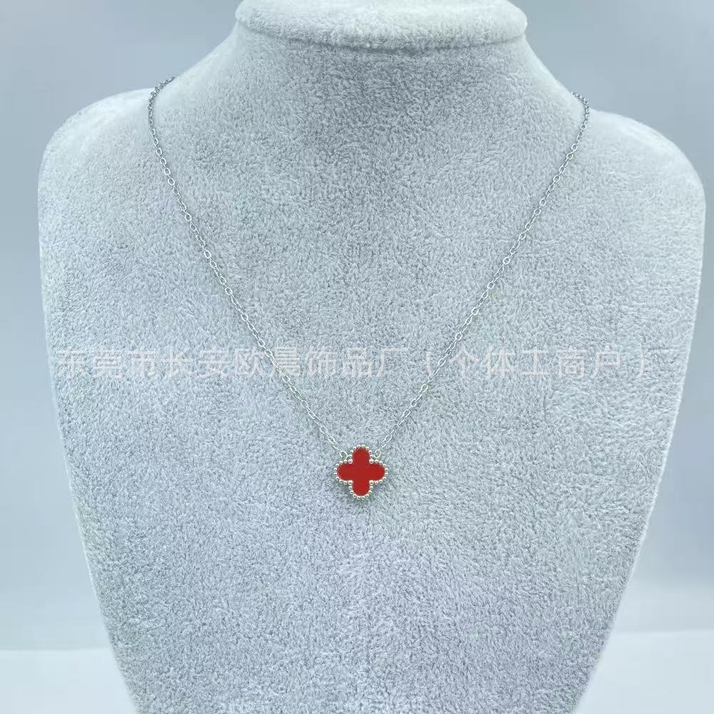 9mm 실버 버건디 목걸이