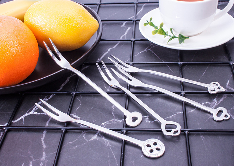 304不锈钢水果叉 创意甜品叉二齿水果签 礼品批发跨境供应 月饼叉详情图9