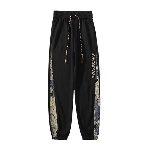 American streetwear casual long pants for spring and autumn, sporty loose-fitting versatile cool student straight-leg stirrup pants