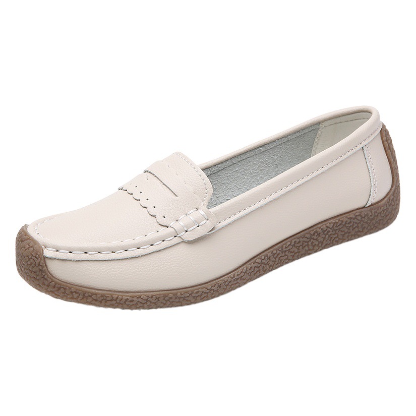 Primavera y verano más tamaño zapatos de mujer zapatos de Madre de cuero genuino tendón inferior zapatos perezosos zapatos bajos de enfermera zapatos cómodos zapatos de mujer zapatos de guisantes