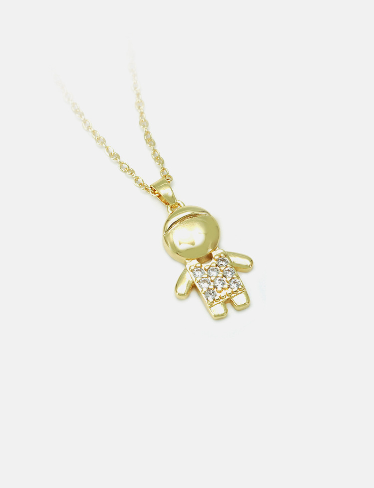 Fashion Little Boy Copper Gold-plated Zircon Necklace Wholesale display picture 4