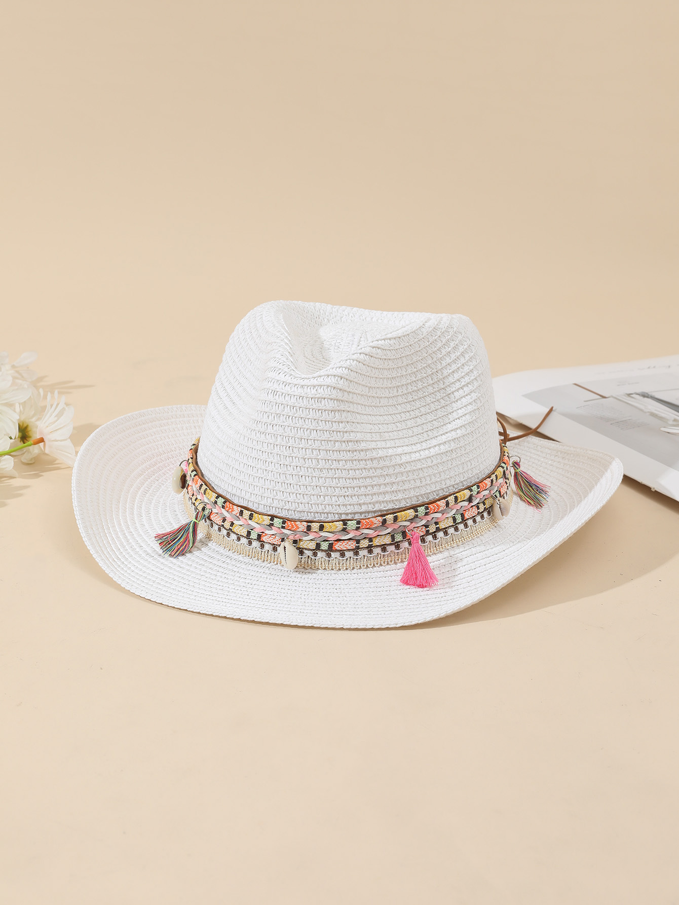 Unisex Vacation Solid Color Braid Wide Eaves Straw Hat display picture 3