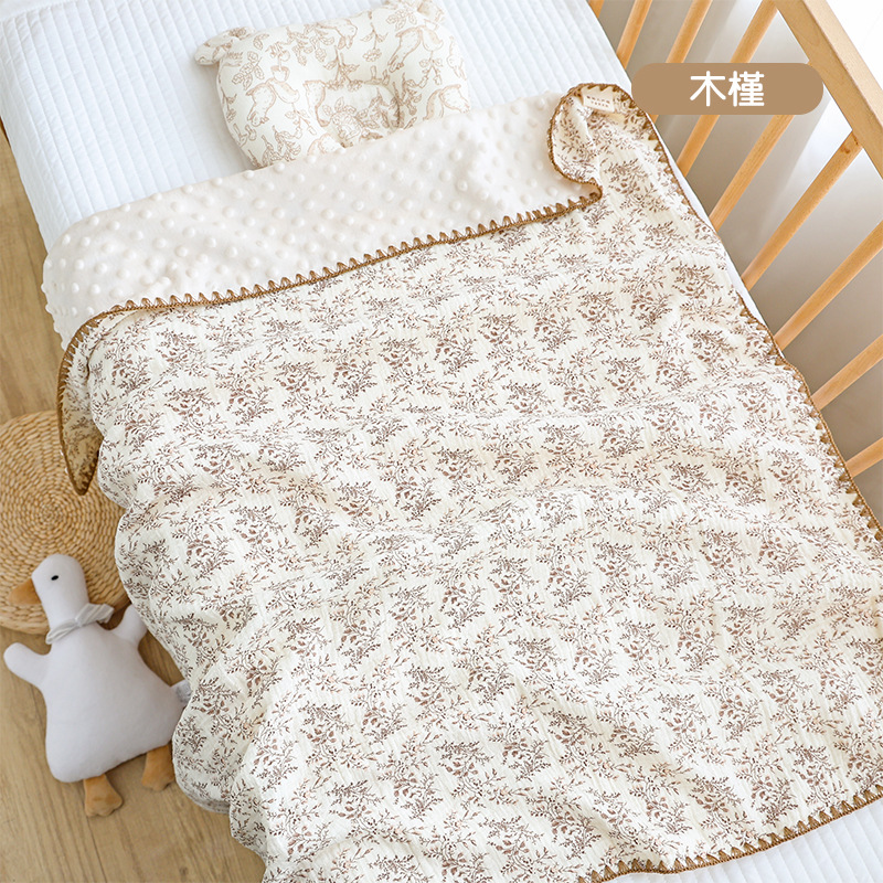 Venta al por mayor de dibujos animados Cuatro Estaciones edredón de bebé crepe manta de frijol recién nacido niños kindergarten edredón de bebé