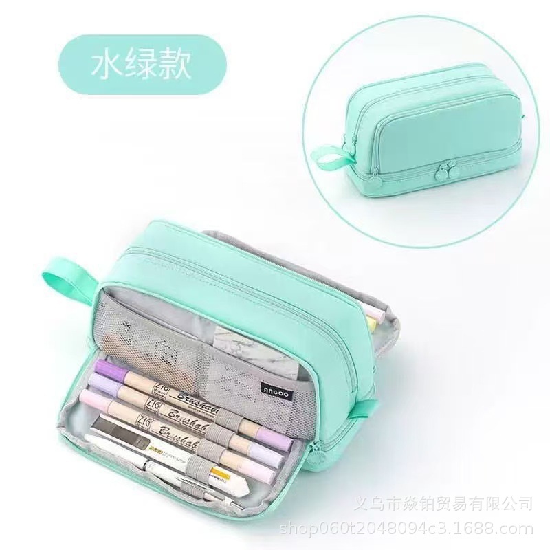 Estuche para lápices japonés de gran capacidad de alto valor Bolso de papelería de lona simple coreano para estudiantes de secundaria para niños y niñas Estuche para lápices lindo