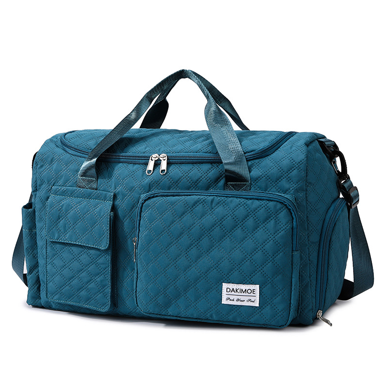 Bolsa de ejercicios de tendencia en relieve de diamante de gran capacidad de almacenamiento de zapatos separación seca y húmeda bolsa de yoga bolsa de viaje plegable