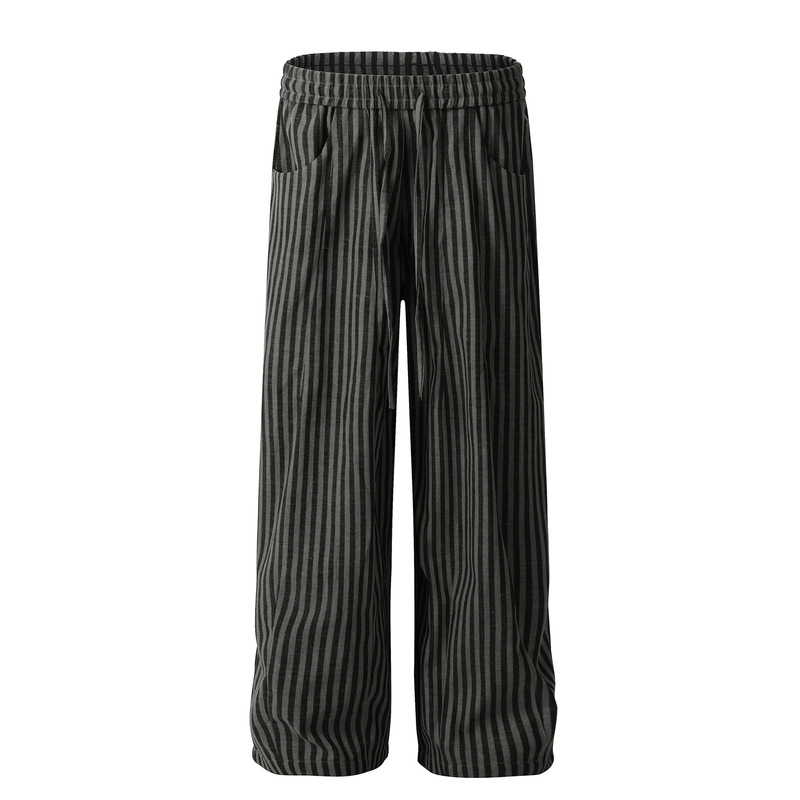 C817 American Retro Trendy Men's Drapey High-End Striped Design Unisex Casual Loose Trousers