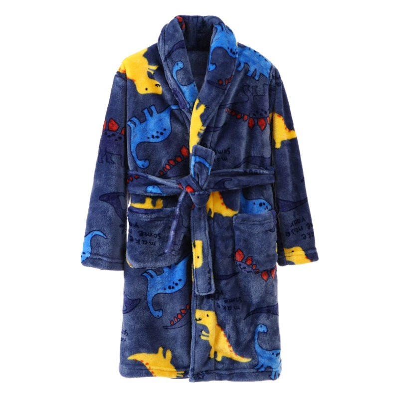 Детская осенне-зимняя Фланелевая Пижама домашняя одежда для мальчиков, мальчиков и девочек в большом детском халате, домашняя одежда