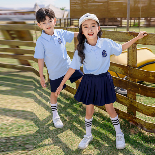Preschool Summer Uniform 2024 New First Grade Student School Uniform Set Academic Style Children's Short Sleeve Class Attire
