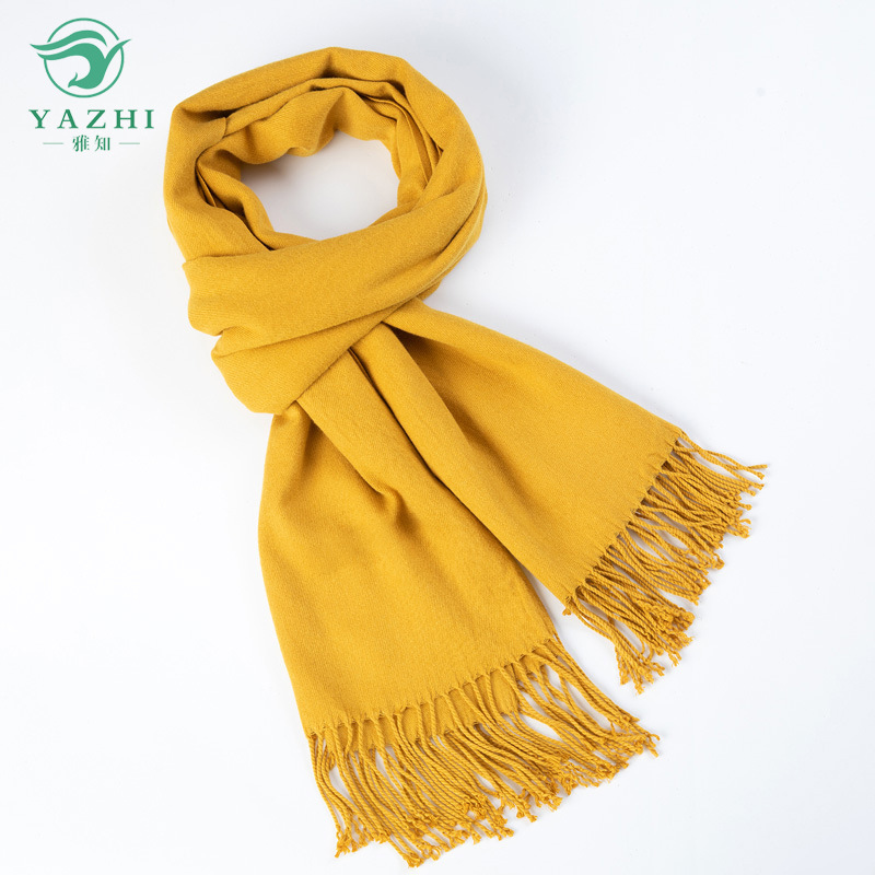 Fashionable 250g Wool Textured Plain Brushed Fringe Woven Scarf Shawl, Thick and Versatile
