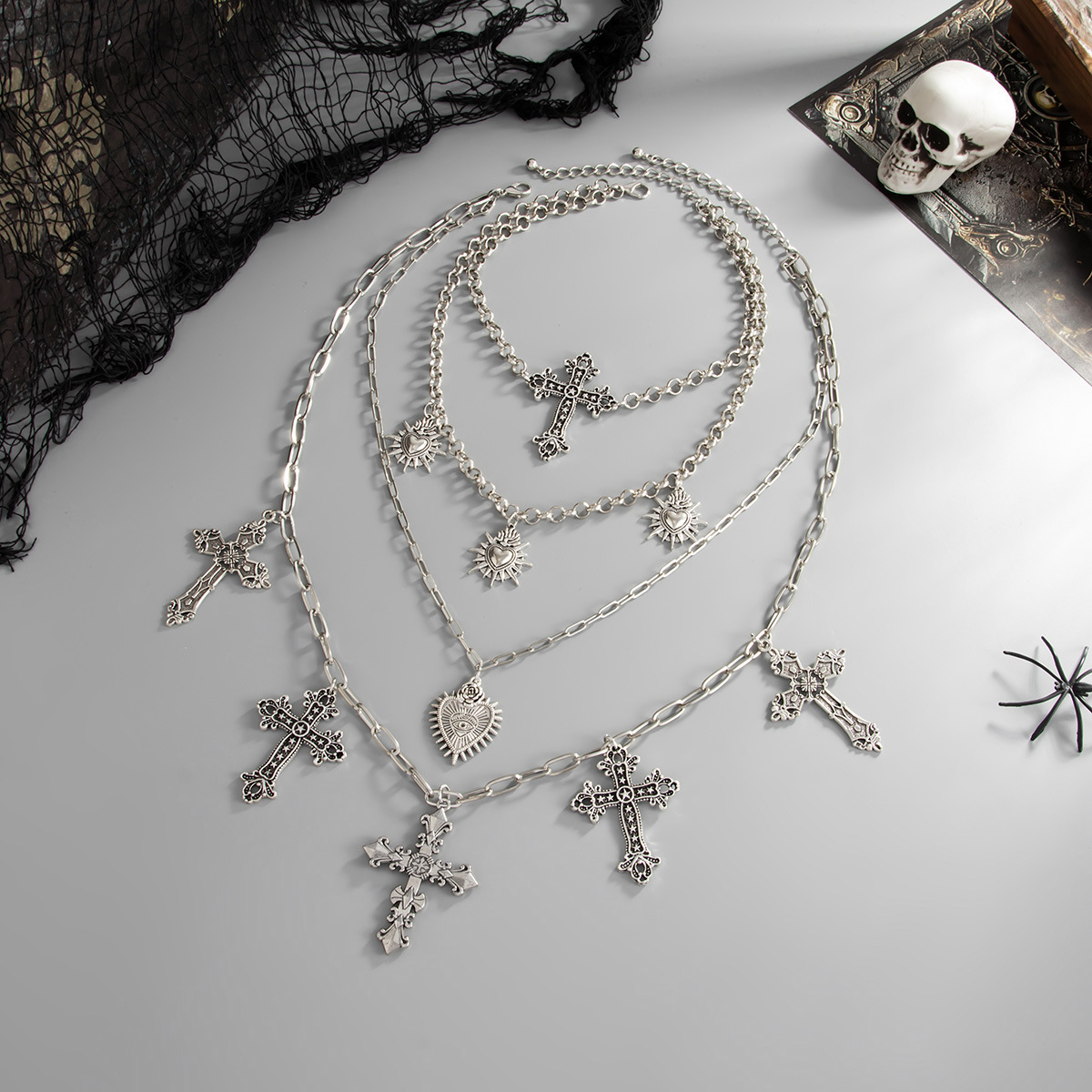 54g Weight Iron Pendant Material Layered Necklaces Classification Iron Chain Material 1 Piece Quantity Weekend Occasion Iron, Zinc alloy Material Cross Pattern Women's Gender Simple Style, Classic Style Style Dark Punk Cross Pendant Necklace Set For Women Exaggerated Stacking Cool Sweet Clavicle Chain Jewelry Geometric Pattern Alloy Zinc 12