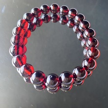 天然老旷收藏级净体酒红色石榴石手串8mm单圈手串 厂家批发