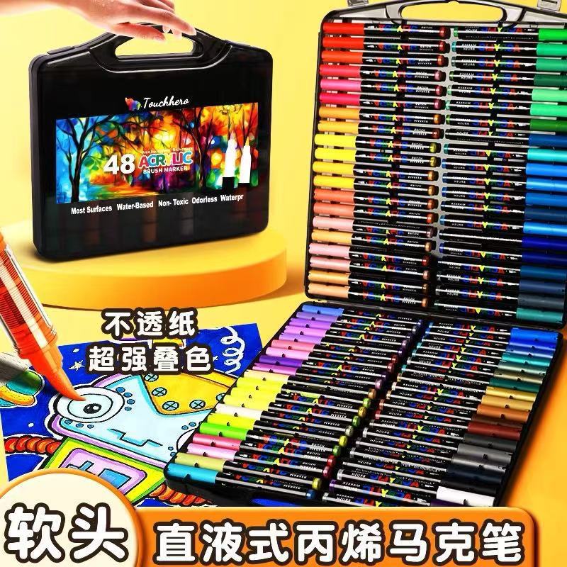 Rotulador acrílico de tipo líquido directo, pequeño y negro, para pintura artística infantil, a base de agua, fácil de limpiar, no mancha y se mezcla.