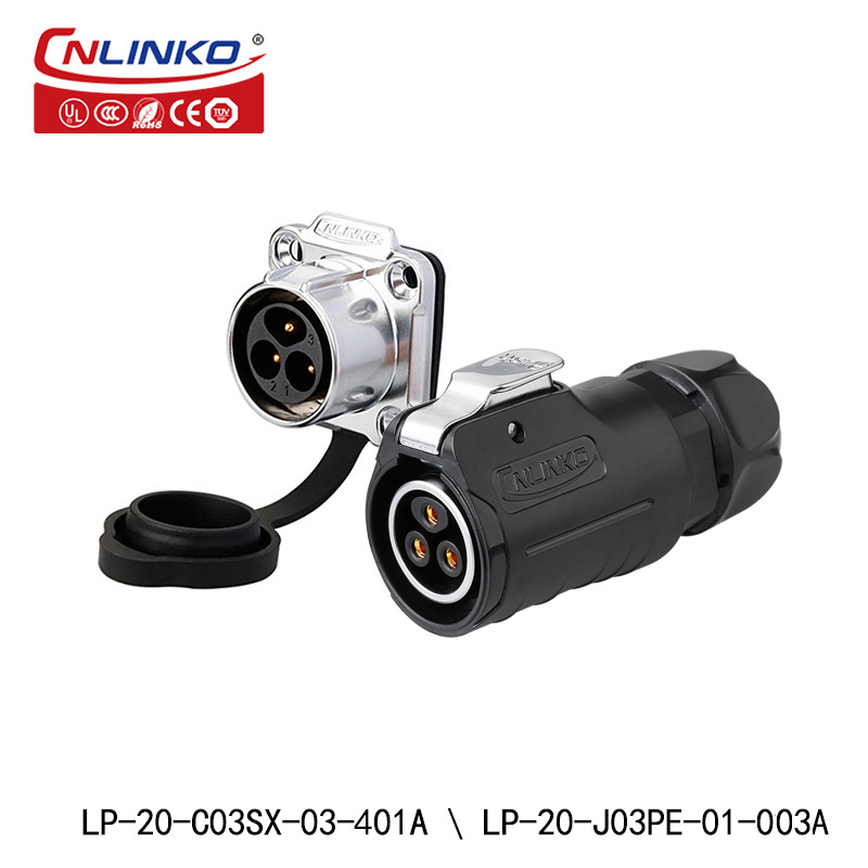 Black LP20 four-hole reverse installation 2-14 core industrial power supply new energy rapid waterproof aviation plug connector