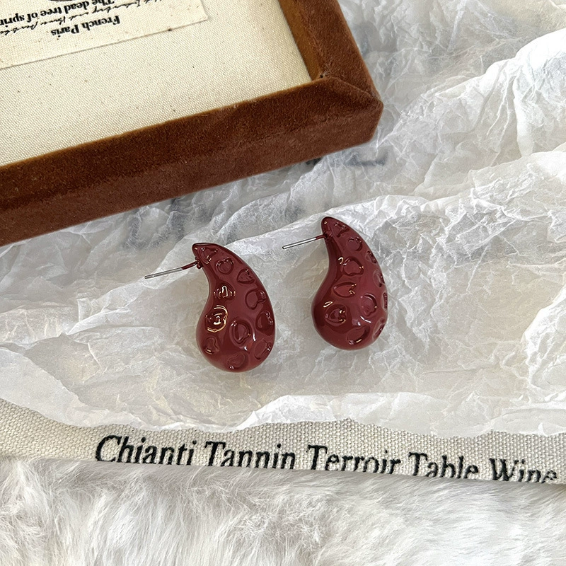 Серьги, бордовые ретро эмаль, новая коллекция, премиум