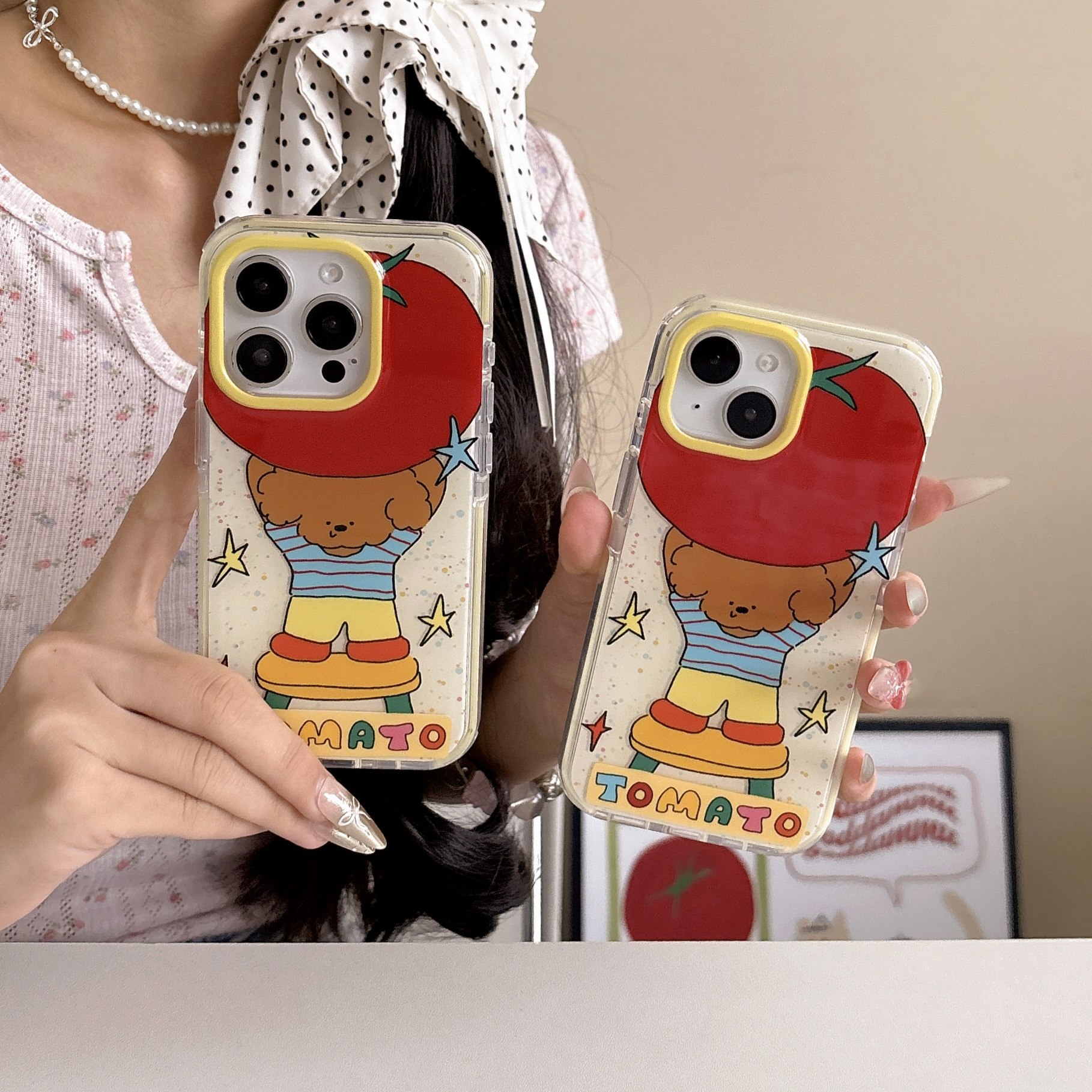 Dibujos animados divertidos para el cachorro de tomate para Apple 15ProMax nuevo iPhone 16 funda para teléfono móvil 13 pareja 14