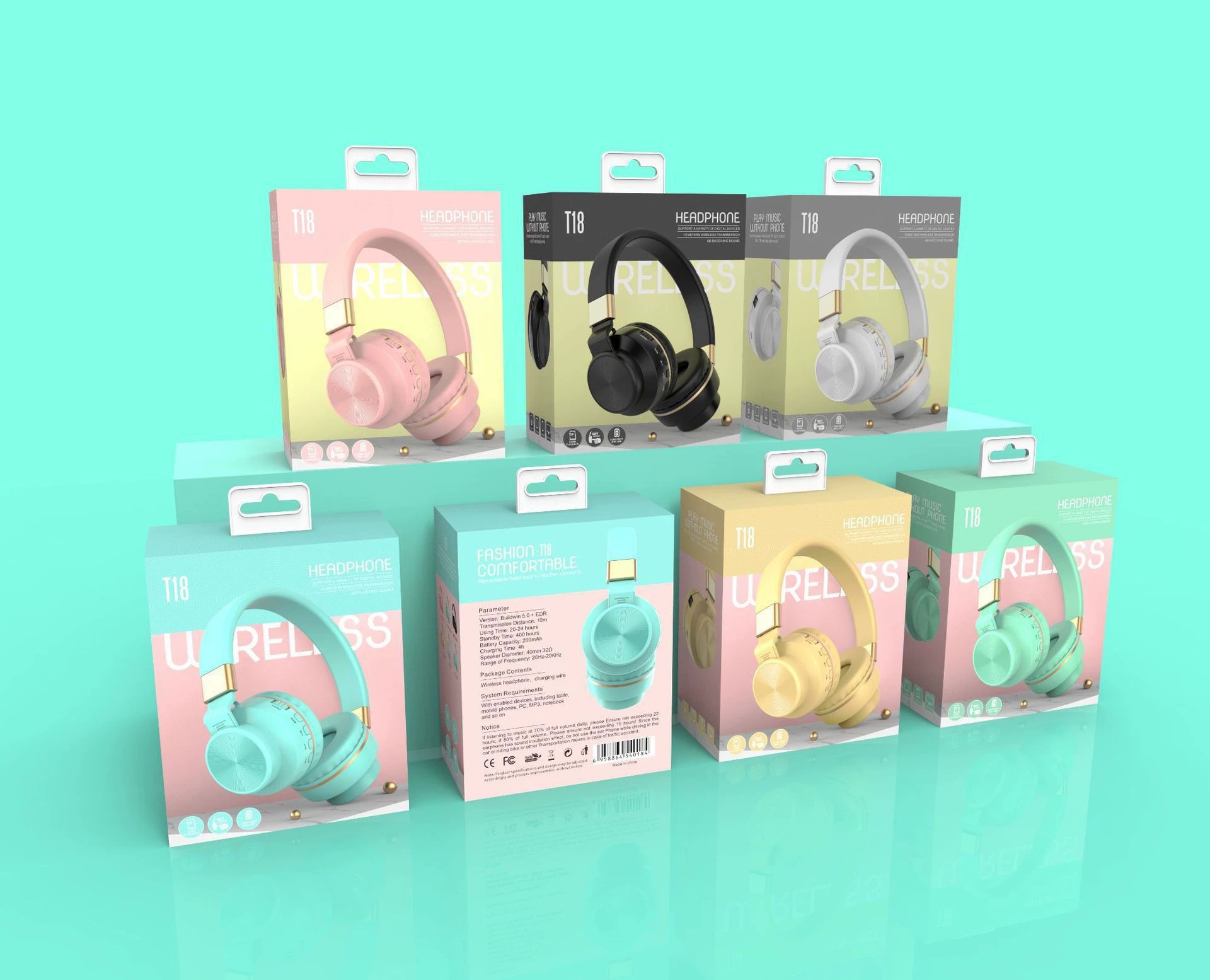 Neutral Brand Складные 3D Bluetooth наушники для мобильных телефонов – беспроводные полноразмерные наушники с оголовьем