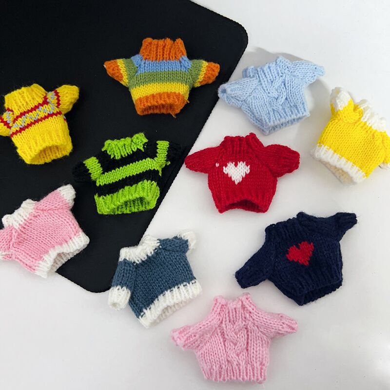 10cm Doll Clothes, Cute Cotton Bear Plush Toy, Knitted Sweater Doll Accessories, Doll Dress-Up Wholesale
