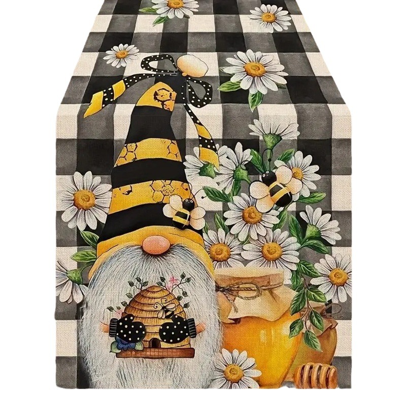 Transfronterizo corredor de mesa de lino nueva Pascua lindo decorativo creativo impreso mesa de comedor paño decorativo mantel de cocina
