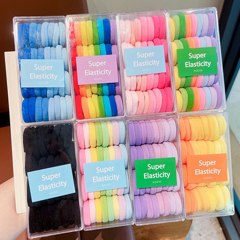 Niños de alta elasticidad no lesionan anillo de toalla de cabello niñas de color caramelo cuerda de correa de cabello bebé de cabello de cola de caballo alta tocado