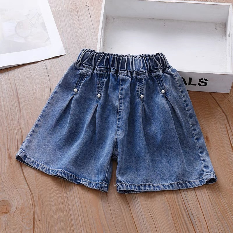 Girls' Summer Denim Shorts 2025, Casual Loose Five-Point Shorts, Korean Style Cotton Casual Pants Skirt