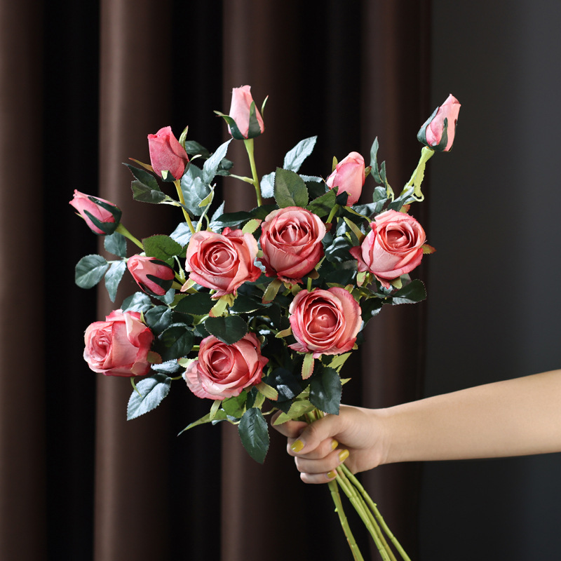 Simulación de flores búlgaras 2 flores de flores de flores de la mesa de comedor ramo de flores de boda pequeño lote de distribución