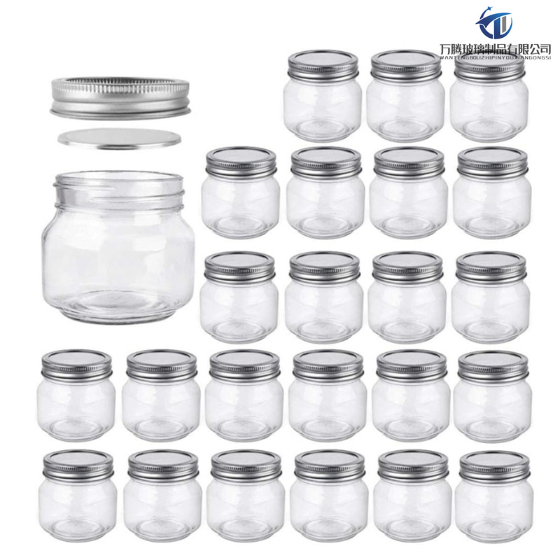 厂家批发250ml方圆瓶鱼子酱玻璃瓶沙拉燕麦果酱瓶8oz密封梅森罐