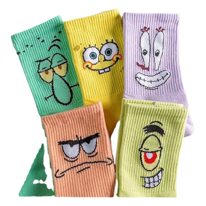 Calcetines de bebé Esponja Calcetines de mujer Calcetines de dibujos animados europeos y americanos de algodón calcetines de moda largos de los hombres Calcetines
