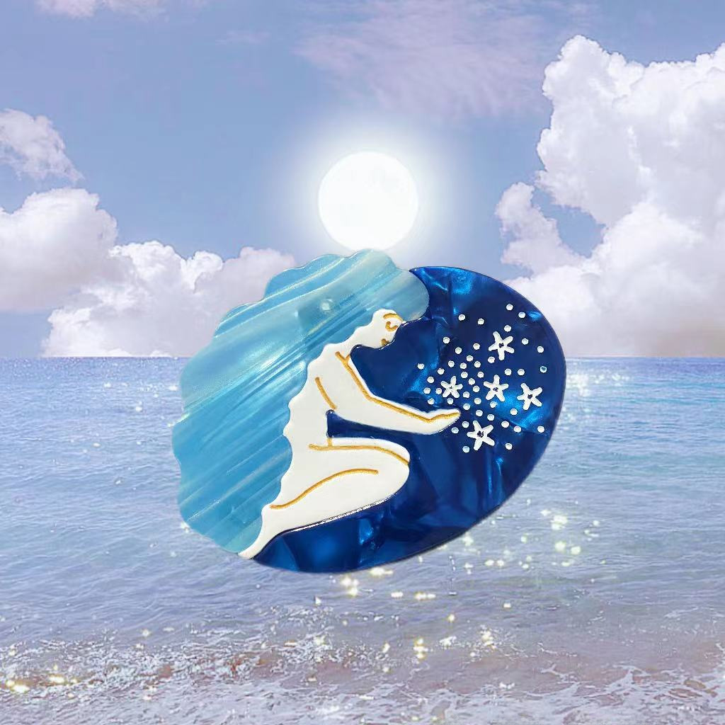 Avancerad sjöjungfru ättiksyraklämma personlig hårnål för flicka Luxemburg drömplanet hajklämma sidoklämma hårnål_voghion.com