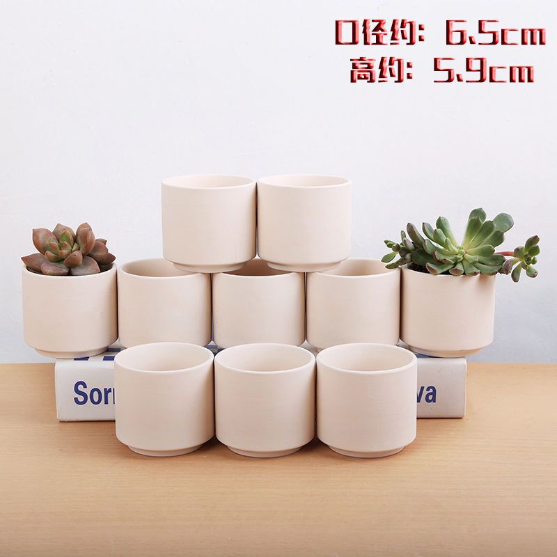 Thumb Basin Breathable Succulent Ceramic Flower Pot Plain-fired DIY Hand-painted Coarse Pottery Green Plant Pot Meat Basin Clearance Cactus