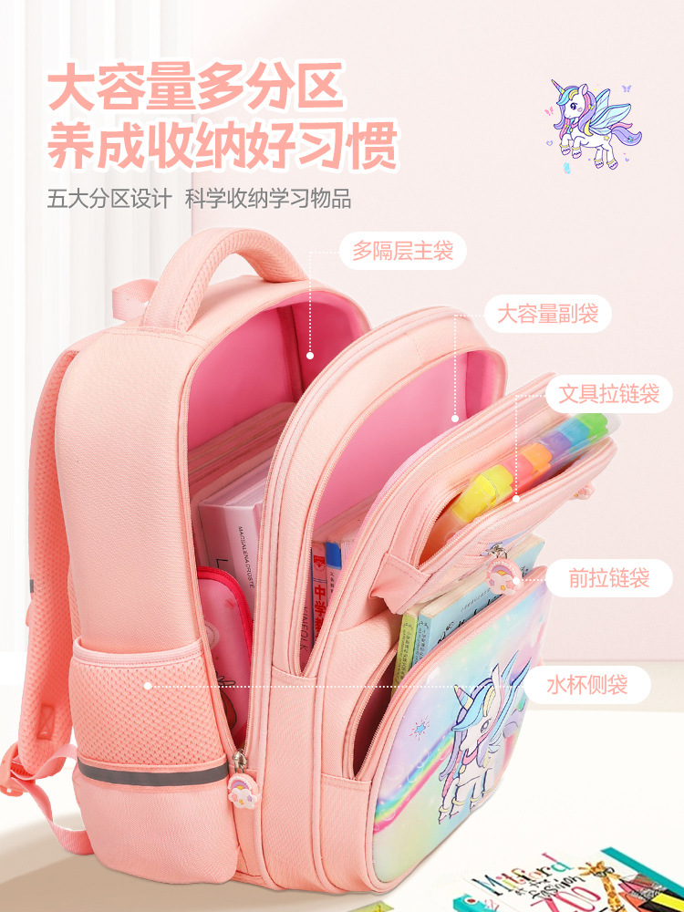 Shaodong Factory nueva mochila escolar para niños, mochila escolar para estudiantes de primaria, grado 1-3-6, mochila de dibujos animados de reducción de carga impermeable